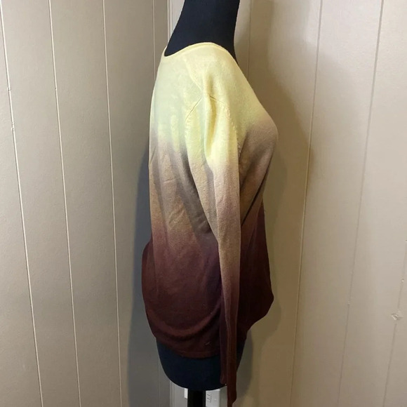 Terryl for Thalian Large Ombré Sweater Cashmere Longsleeve V-Neck - Picture 3 of 6